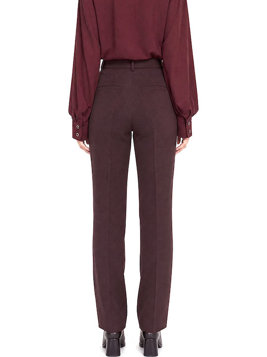 MY T Women's Fabric Trousers Burgundy