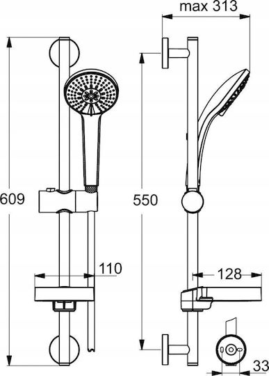 Ideal Standard Slide Bar with Handheld Showerhead and Hose