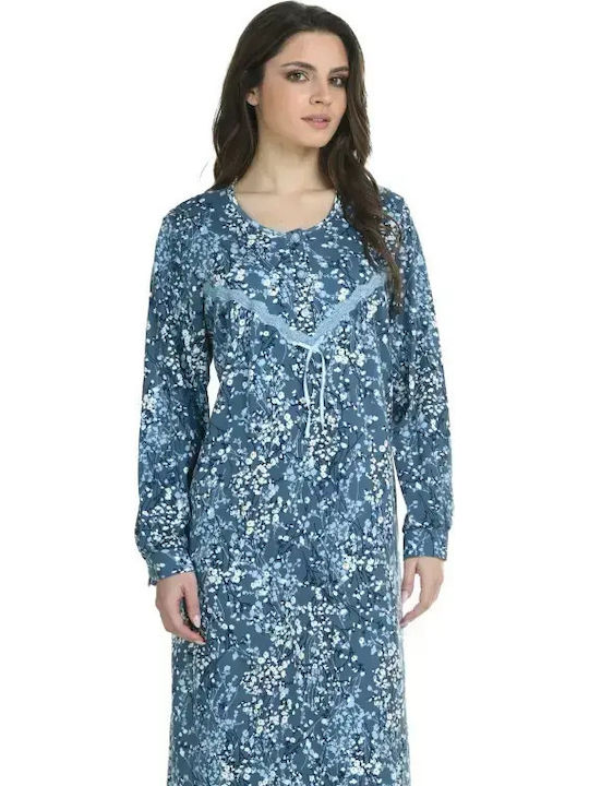 Primavera Winter Women's Nightgown Blue Primavera Winter Women's Nightgown Blue