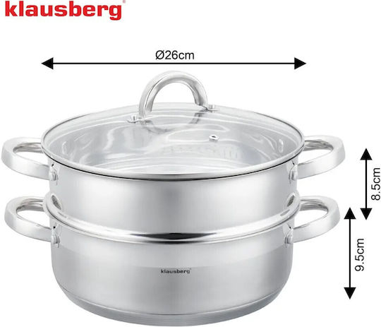 Klausberg Дълбока тенджера на пара от неръждаема стомана 4.6lt /