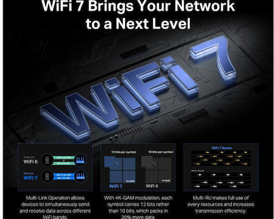 Mercusys MR37BE Безжичен рутер Wi‑Fi 7 с 3 порта