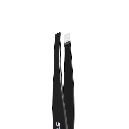 Staleks Augenbrauenpinzette mit Schräger Spitze Schwarz