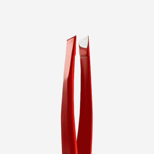 Staleks Augenbrauenpinzette mit Schräger Spitze Rot