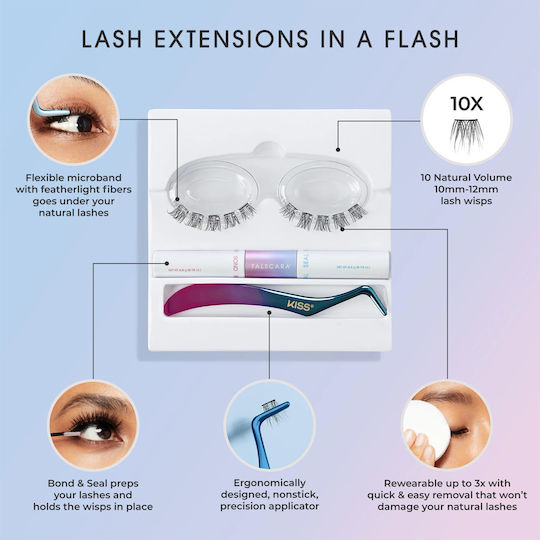 Kiss Falscara Kit Underlashes My Face Falscara Eyelash Starter Kit Kit applying Μαύρες
