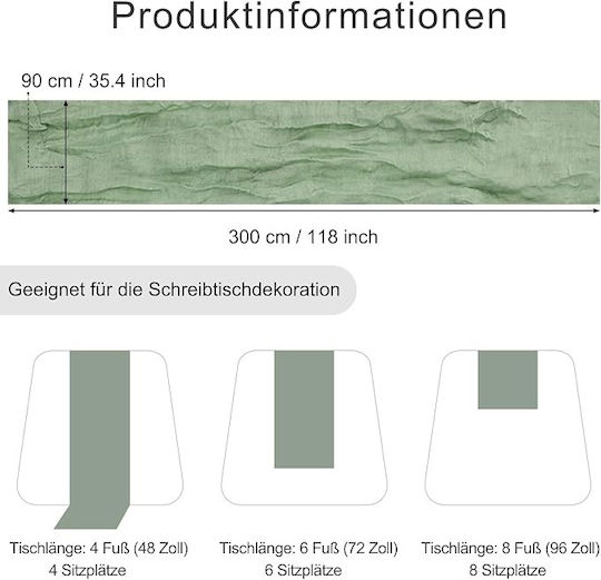 Runner Cheesecloth Salvie Verde 90x300 cm