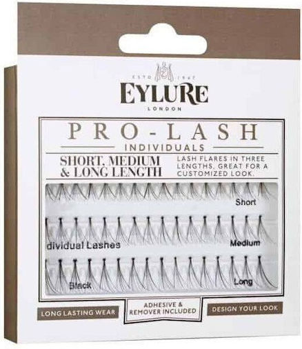 Eylure Individual False Eyelashes Kit Black Combo With Glue Included