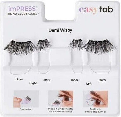 Kiss ImPRESS Easy Tab Press-On Demi Wispy Black 4 Pieces