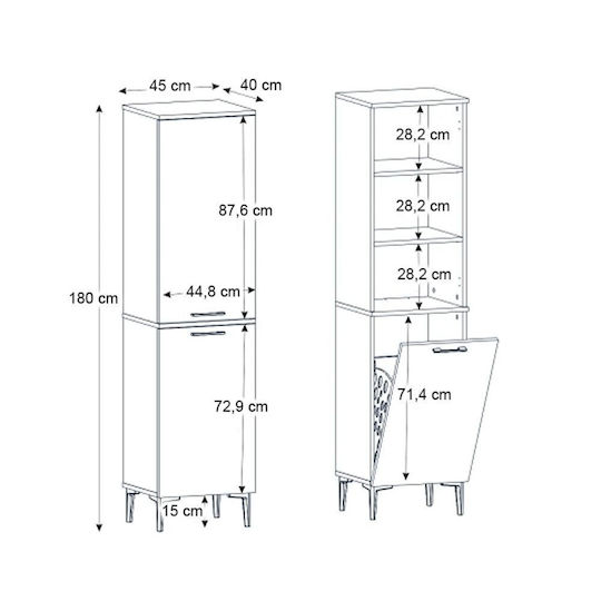 Megapap Singa Подова Банска Колона М45xД40xВ180cm Дъб