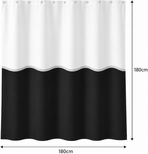 MRShome Duschvorhang Stoff 180x180cm Schwarz Weiß