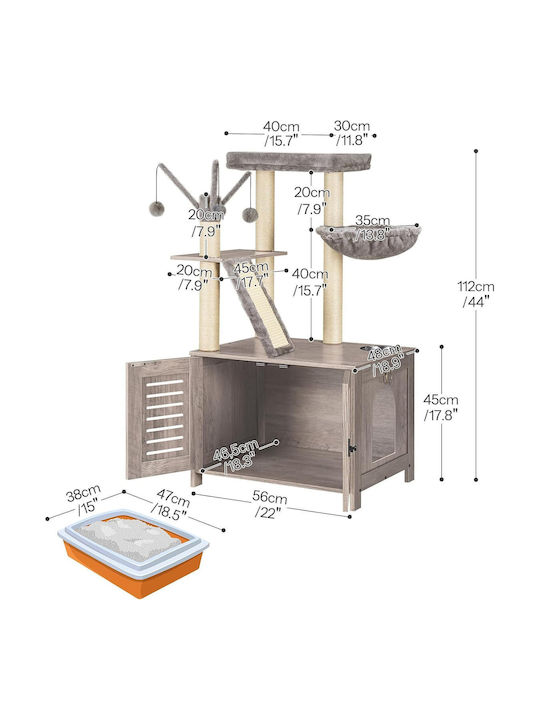 Hoobro Ονυχοδρόμιο Γατόδεντρο Γκρι 56x48x112εκ.