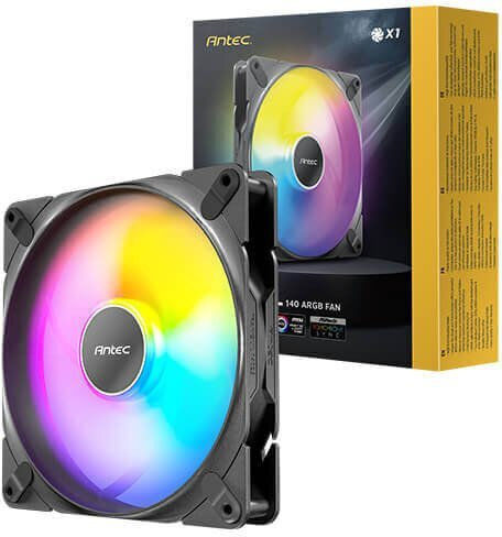 Antec 0-761345-40036-7 Ventilator pentru Carcasă 140mm (1500rpm / 89.72cfm) cu Iluminare RGB și Conexiune 4-Pin PWM Negru