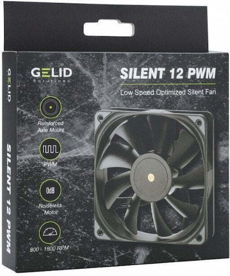 Gelid Solutions Silent 12 Вентилатор за кутия 120mm (1800rpm / 88.6cfm) Без светодиоди Осветление и Свързване 4-изводна ШИМ