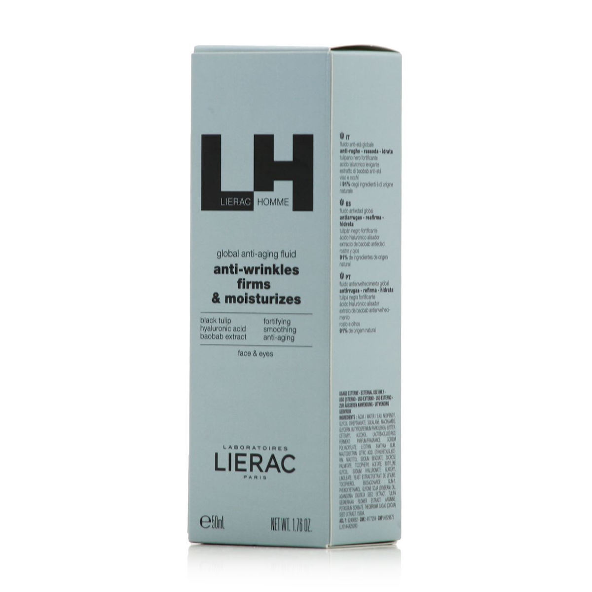Lierac Homme Ανδρική Κρέμα Προσώπου για Ενυδάτωση, Αντιγήρανση & Σύσφιξη με Υαλουρονικό Οξύ 50ml