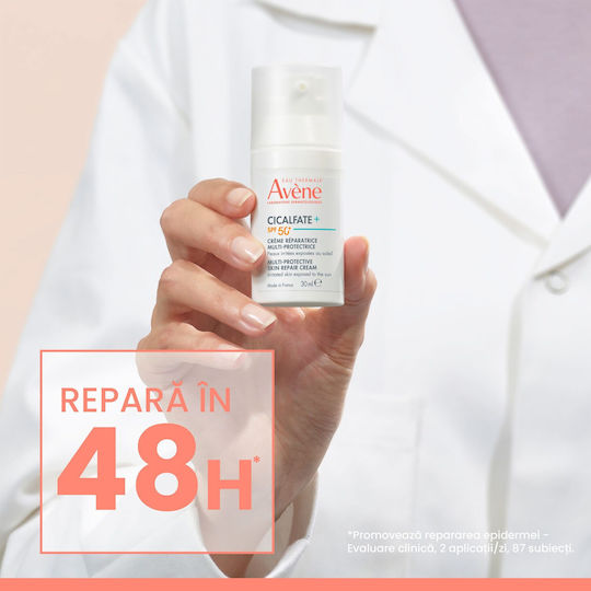 Eau Thermale Avène Cicalfate+ Cremă de Față de Zi Hidratantă și Reconstructivă 24h cu SPF50 și Pantenol 30ml