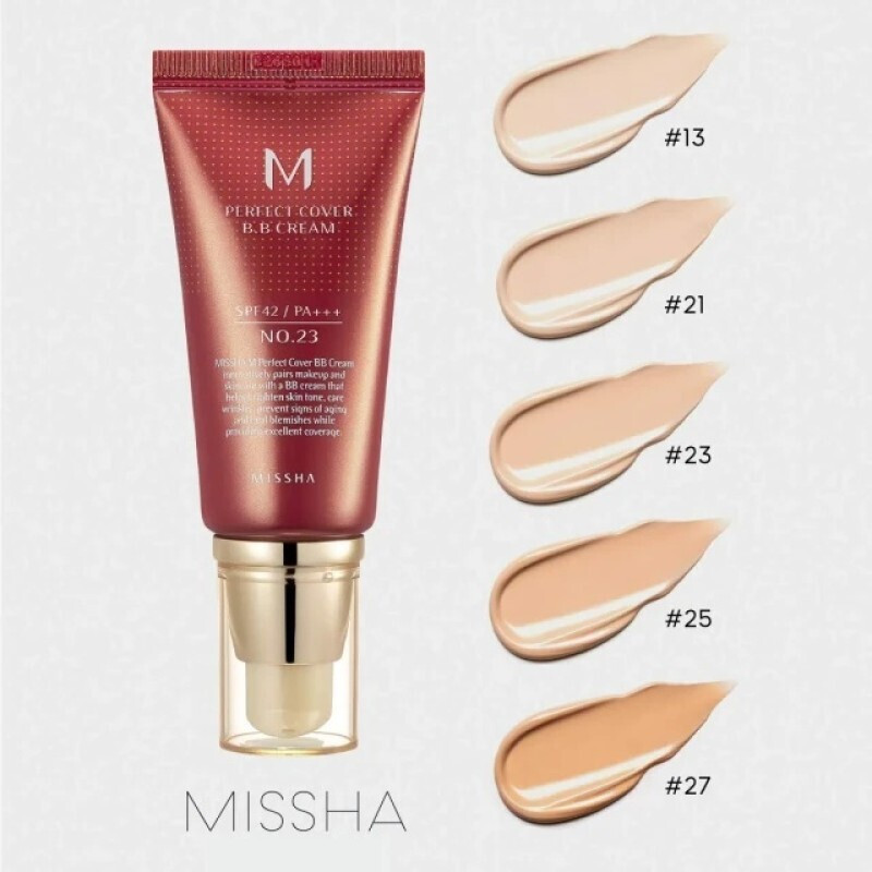 Missha Perfect Cover BB PA+++ No.21 Light Beige Κρέμα Προσώπου Ημέρας με SPF42 για Ενυδάτωση, Ατέλειες & Λάμψη με Υαλουρονικό Οξύ & Κολλαγόνο 20ml