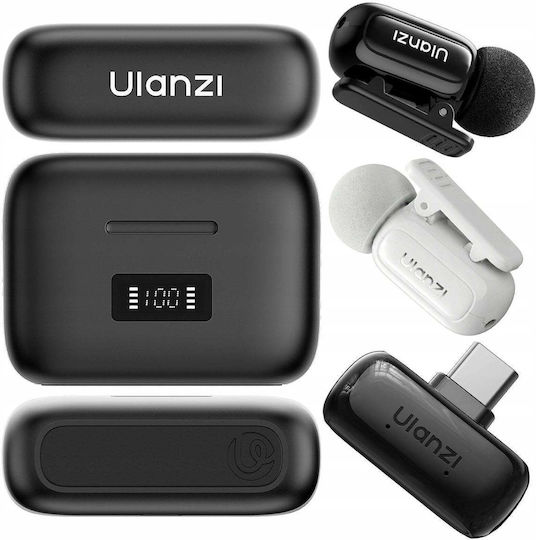 Ulanzi A200 Microfon Wireless de Rever pentru Mobil Alb-negru