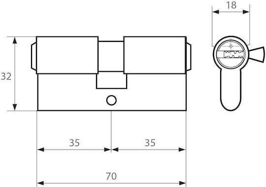 PSG Цилиндър за ключалка 70mm (35-35)