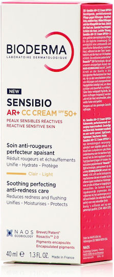 Bioderma Sensibio AR+ CC Cream SPF50+ Daily Tinted Cream With High Sun Protection for Sensitive Reactive Skin Prone to Rosacea 40ml