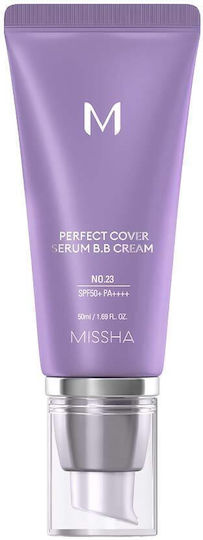 Missha Perfect Cover Serum BB #23 Natural Beige Face Day Cream with SPF50 for Moisturizing & Blemishes with Niacinamide 50ml