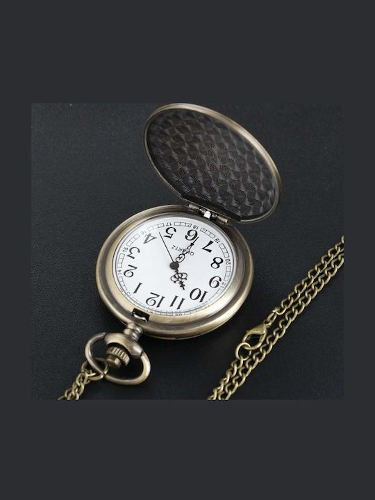 Джобен часовник Бронзов оттенък Исус Христос Победа Bronze Tone Pocket Watch Jesus Christ Victory Molfs