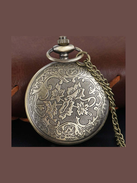 Джобен часовник Бронзов оттенък Исус Христос Победа Bronze Tone Pocket Watch Jesus Christ Victory Molfs