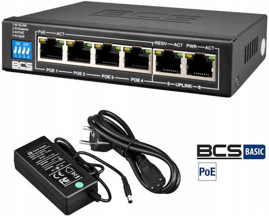 BCS BCS-B-SP04G02G Управляем L2 PoE+ Суич с 6 Гигабитни (1Gbps) Ethernet Порта