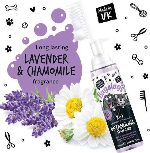 Bugalugs Hundeshampoo & Conditioner Schaum 2 1 Eingebaute Bürste Lavendel & Kamille Für Hunde & Katzen 150ml