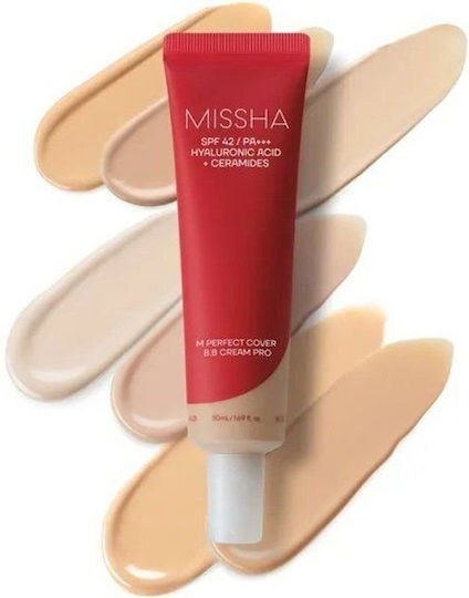 Missha Perfect Cover BB 21 Светло Бежово 24-Часов Дневен Крем За Лице С SPF42 За Хидратация, Против Стареене И Несъвършенства С Хиалуронова Киселина И Колаген 50ml