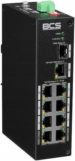BCS BCS-L-SP0801G-1SFP L2 PoE++ Switch με 9 Θύρες Ethernet
