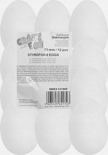 Craft Fun Decorative Styrofoam Eggs 70mm 12 Pieces Fol 8/64
