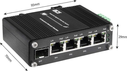 BCS BCS-ISP04G-1SFP L2 PoE+ Schalter mit 4 Gigabit (1Gbps) Ethernet-Verbindungen