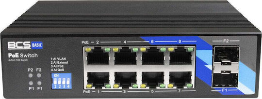 BCS BCS-B-ISP08G-2SFP Управляем L2 PoE+ Суич с 8 Gigabit (1Gbps) Ethernet Порта и 2 SFP Порта