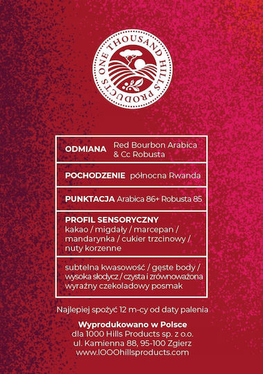 Cafea Espresso Arabica Rwanda cu aromă de alune de pădure în boabe 400gr