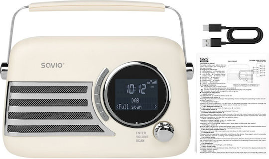 Savio RS-04 Tragbares Radio Batteriebetrieb DAB+ mit Bluetooth und USB Weiß