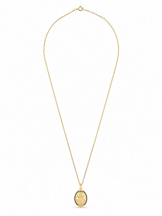 Ulysses Silver Pendant “Saint Paisios” Silver 925 14k Gold Plating Black Enamel Chain Gold Plated Silver 925