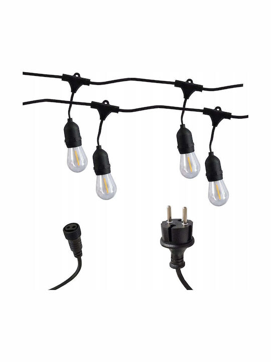 Eco Light Στεγανή Γιρλάντα Φωτισμού LED IP65 10m με 10 Λαμπάκια Θερμό Λευκό