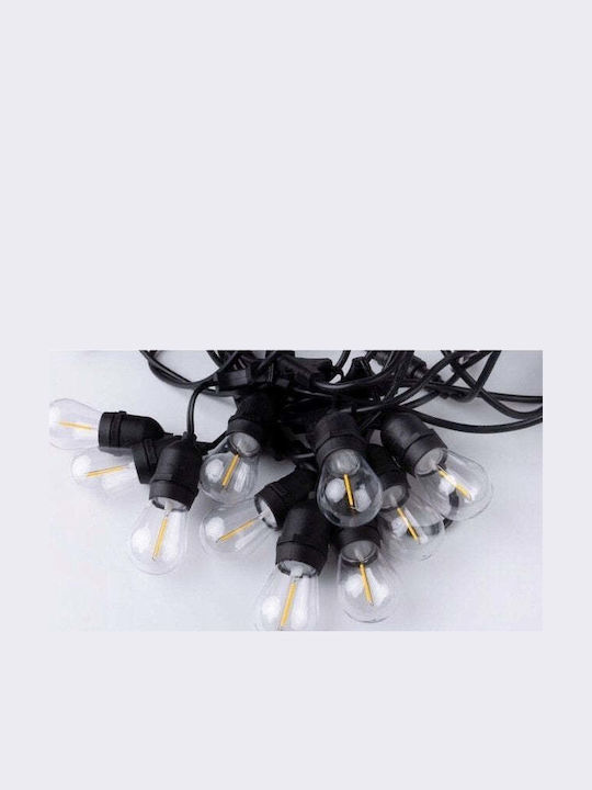 Eco Light Στεγανή Γιρλάντα Φωτισμού LED IP65 10m με 10 Λαμπάκια Θερμό Λευκό