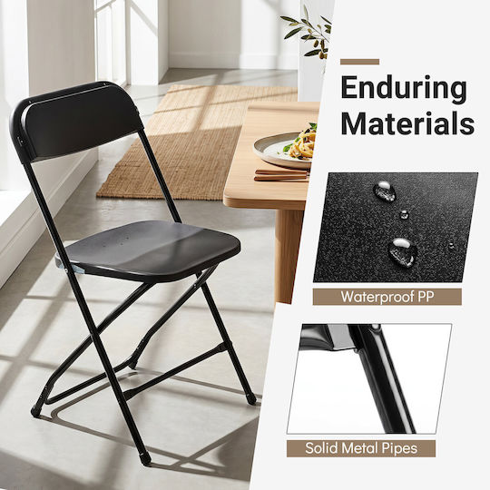 Metal Foldable Black Dining Chair 97.5x44x