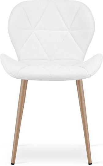 Dining Chair with Artificial Leather Upholstery White 52x47x46cm