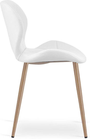 Dining Chair with Artificial Leather Upholstery White 52x47x46cm