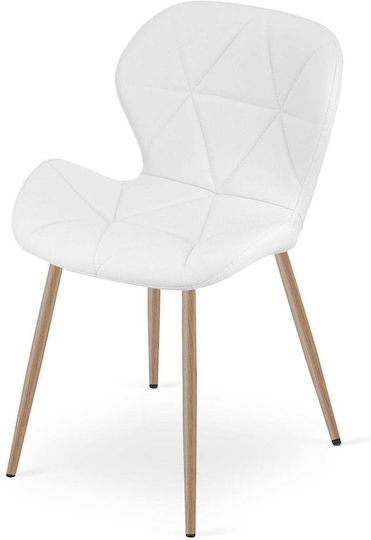 Dining Chair with Artificial Leather Upholstery White 52x47x46cm