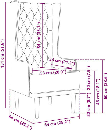 Dining Armchair Velvet Police Blue 64x64x131cm