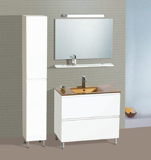 Pro Bagno Nilo 909B Blat cu Lavoar & Oglindă cu lumină L90xW46xH83cm Alb