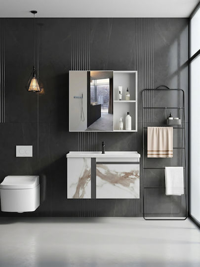 Polihome Countertop with Sink & Mirror Leuko Marmaro