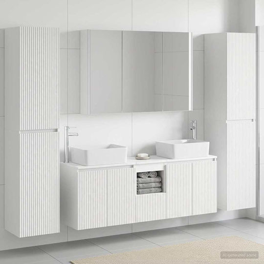 vidaXL Πάγκος με Νιπτήρα, Καθρέπτη & Στήλη Μ100xΒ15.5xΥ70cm Λευκό