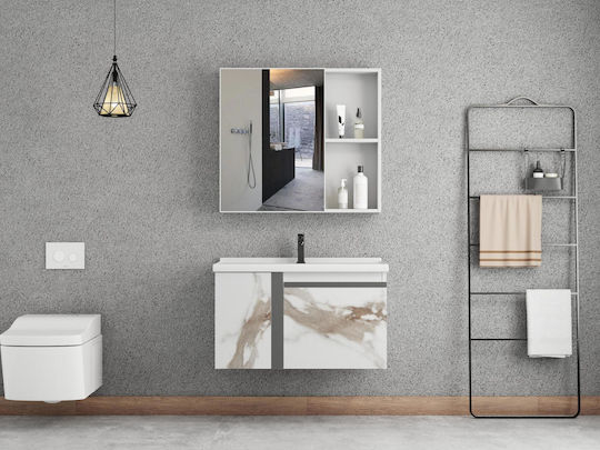 Polihome Countertop with Sink & Mirror Leuko Marmaro