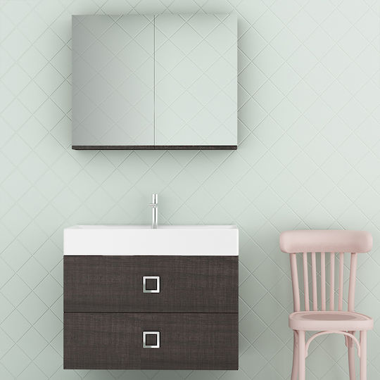 Orabella Touch 81 Badezimmer Waschtisch-Einheit Mit Waschbecken & Spiegel
