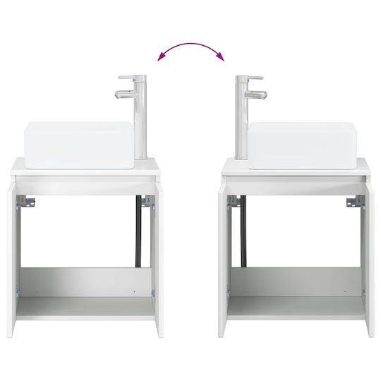 vidaXL Pangă Cu Lavoar Oglindă și Coloană M100xA15.5xÎ70cm Alb