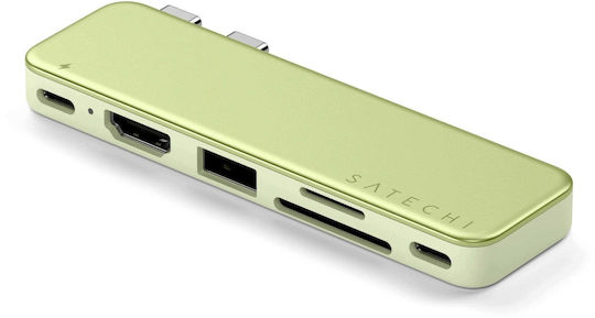 Satechi Snap Hub Docking Station with Dual USB-C HDMI 4K PD Yellow