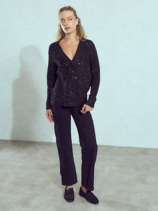 Celestino Cardigan Pentru Femei Metalizat Cu Paiete Negru